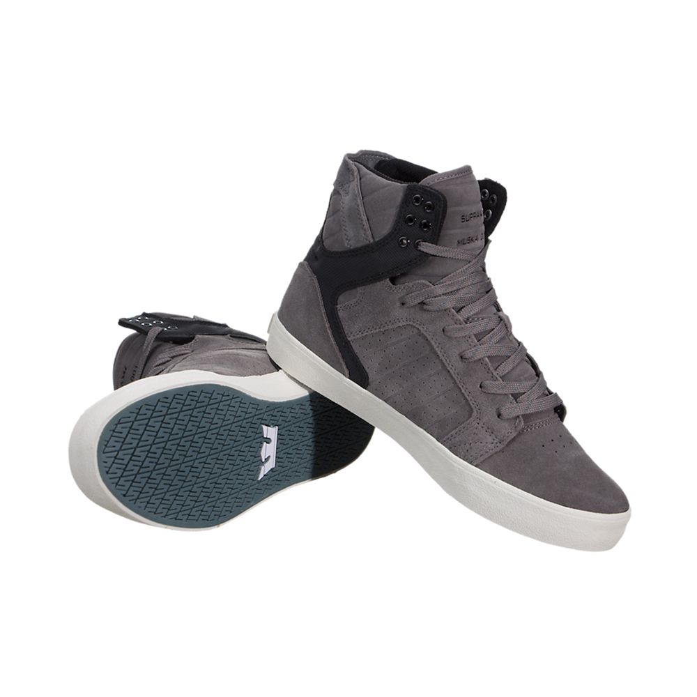 Baskets Montantes Supra SkyTop Grise Noir Grey/Black-Pristine Homme | FQJ-42658343